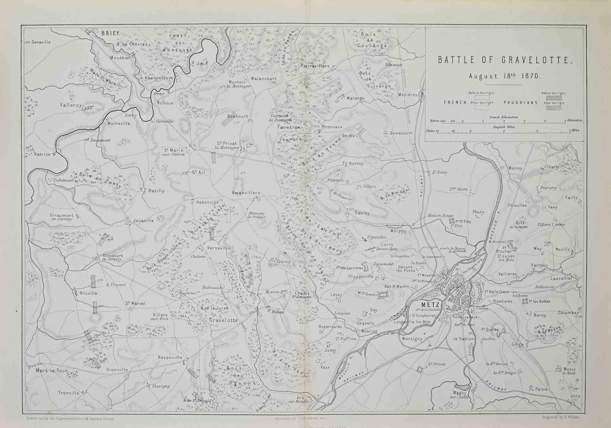 Battle of Gravelotte is a map realized by Robert Walker.

Lithograph, printed in 1872 by Milliam Mackenzie, London.
Good condition.




