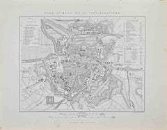 Plano de Metz y sus fortificaciones - Litografía de R. Walker - 1872