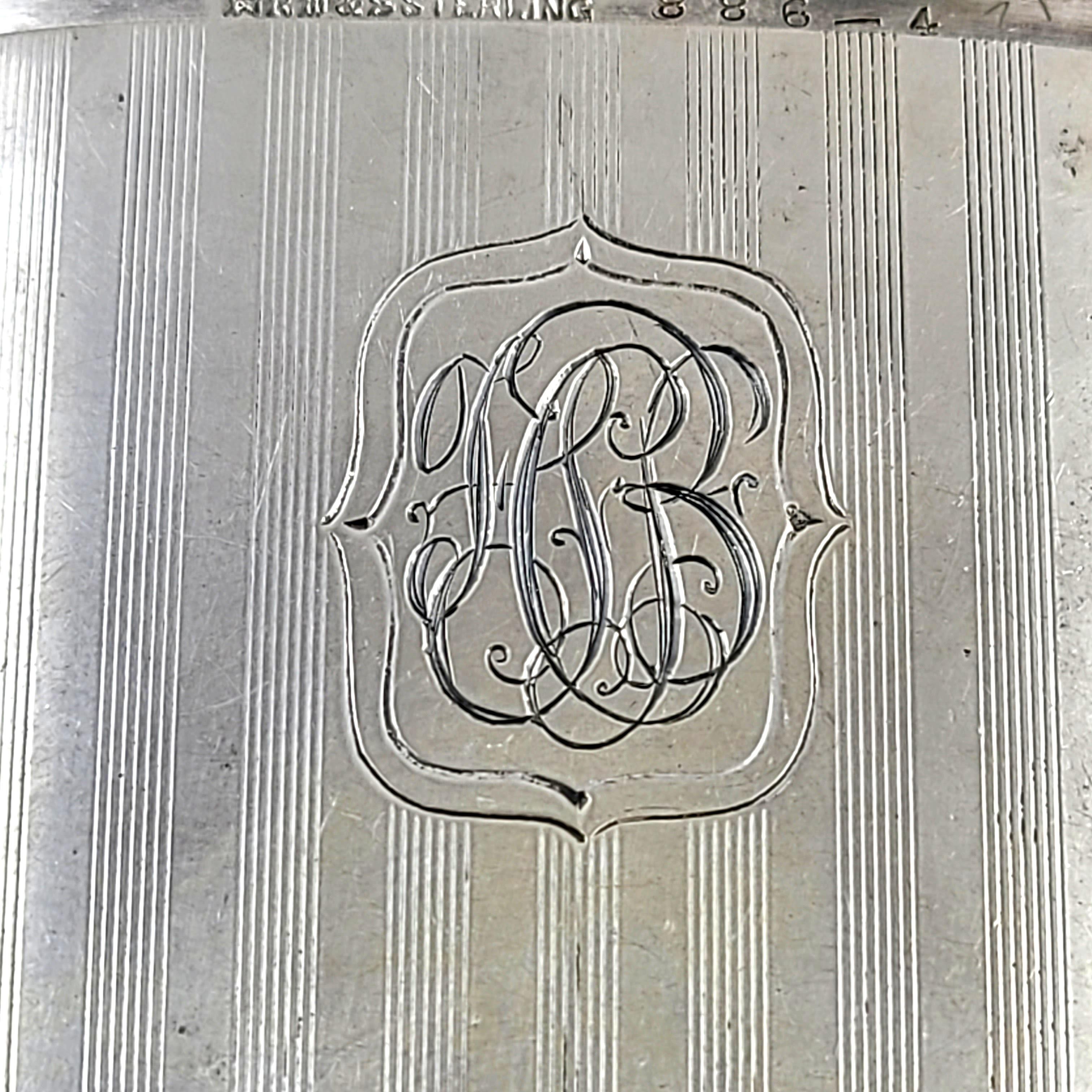 R Wallace & Sons Mfg Co Sterling Silver Match Safe/Vesta Case with Monogram In Good Condition In Washington Depot, CT