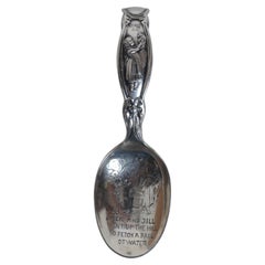 R. Wallace & Sons SS Bent Handle Baby Spoon With "Jack and Jill" Engraved Bowl