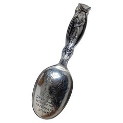 R. Cucchiaio per bambini a manico curvo SS di Wallace & Sons con ciotola incisa "Jack e Jill