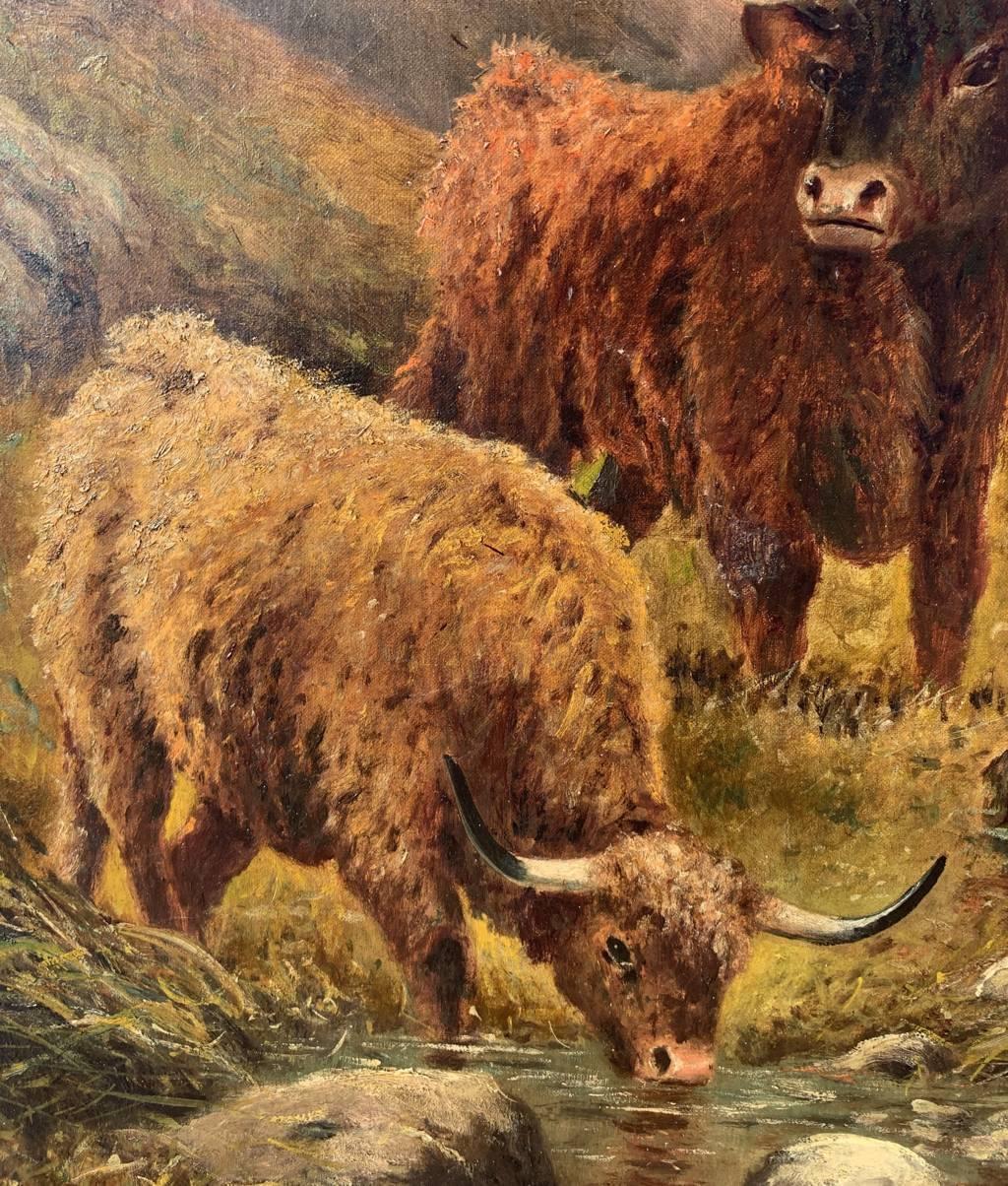 R. Watson ( Britischer Maler) – Landschaftsmalerei des 19. Jahrhunderts – Hochlandrinder im Angebot 4