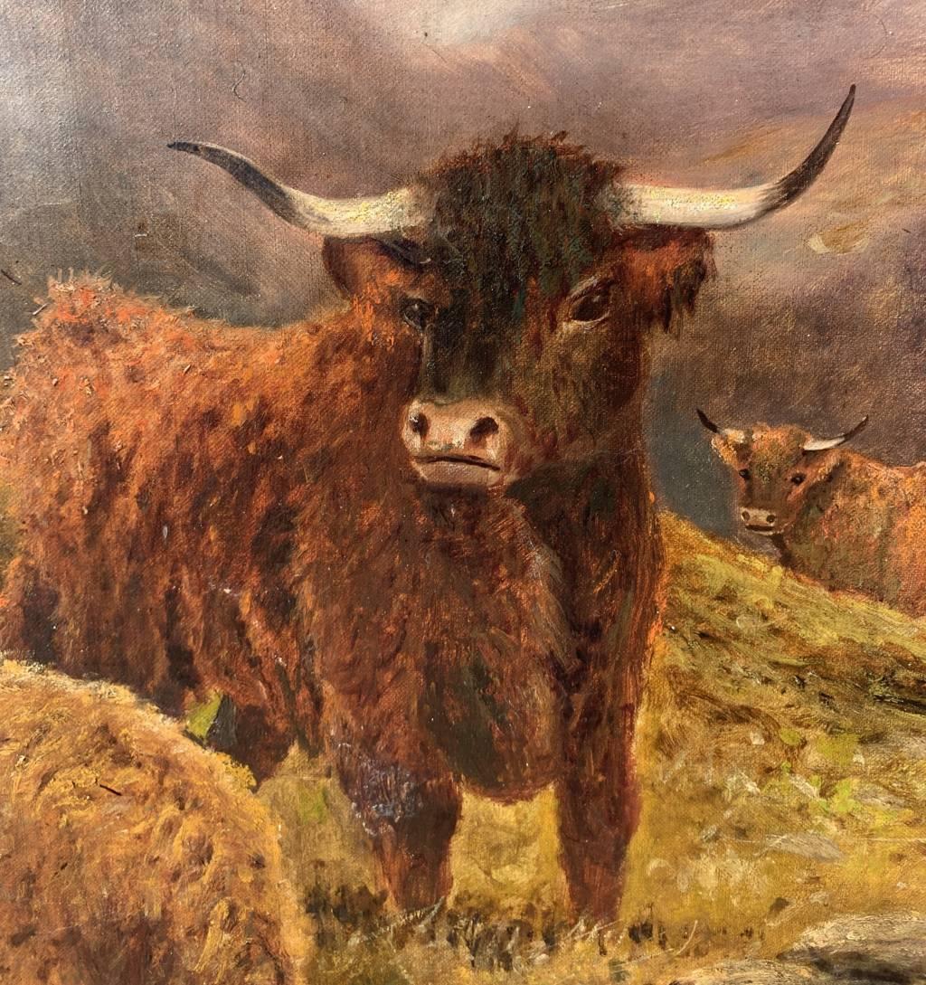 R. Watson ( Britischer Maler) – Landschaftsmalerei des 19. Jahrhunderts – Hochlandrinder im Angebot 6