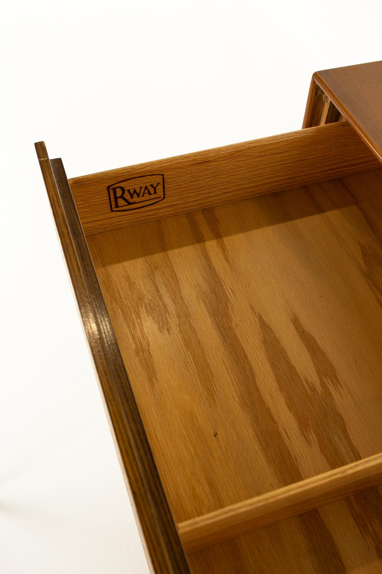 Rway Mid Century 5 Drawer Walnut and Brass Highboy Dresser 3