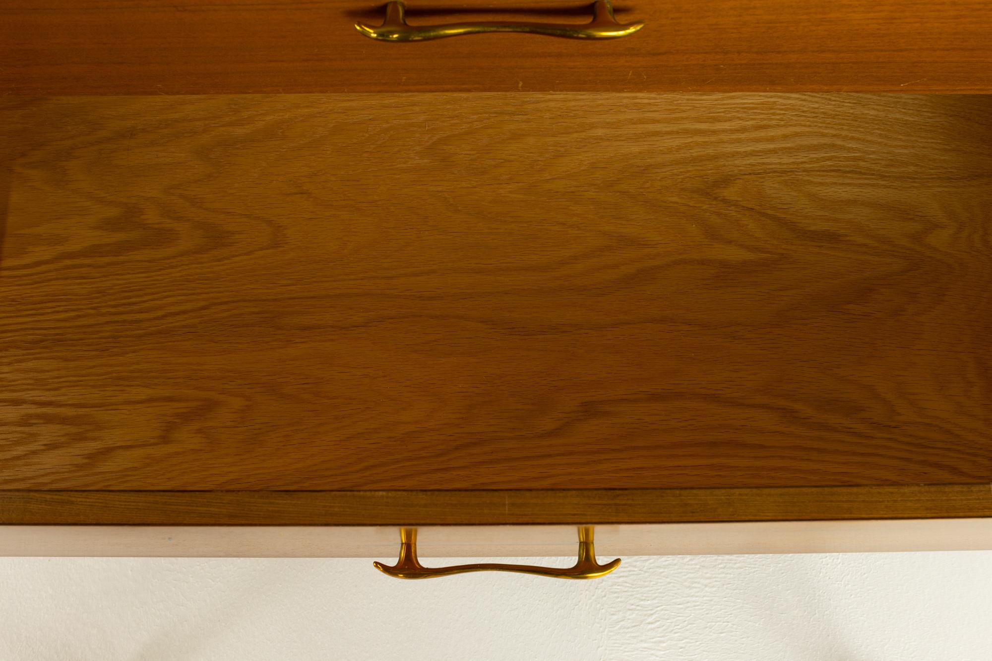 Rway Mid Century 5 Drawer Walnut and Brass Highboy Dresser 2