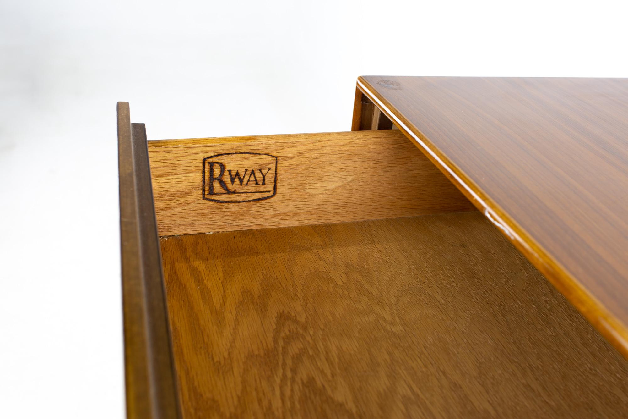 R-Way Mid Century Walnut and Brass Highboy Dresser 5