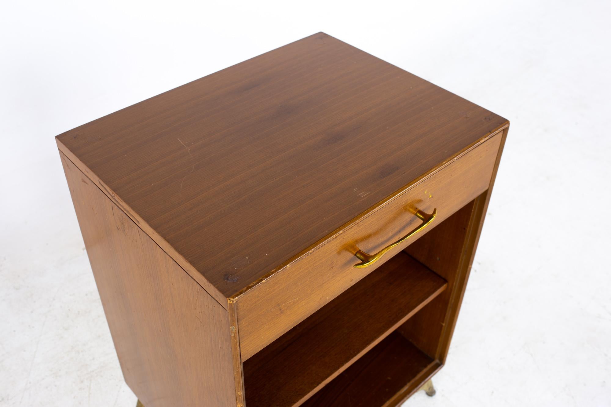 R-Way Mid Century Walnut and Brass Nightstands, a Pair 5