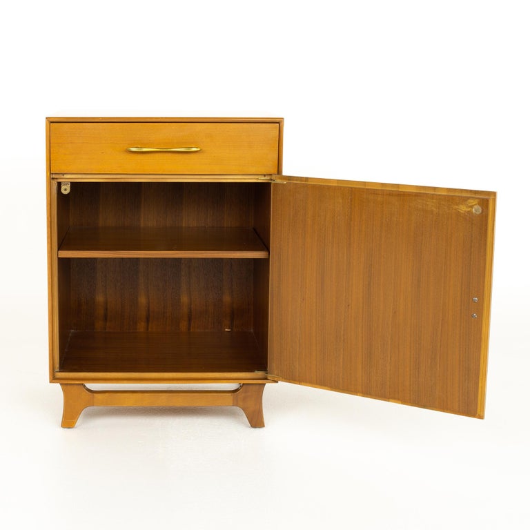 Rway Mid Century Walnut and Brass Nightstands A Pair at 1stDibs