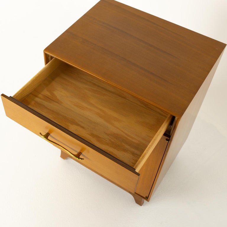 Rway Mid Century Walnut and Brass Nightstands A Pair at 1stDibs