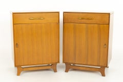 Rway Mid Century Walnut and Brass Nightstands - A Pair