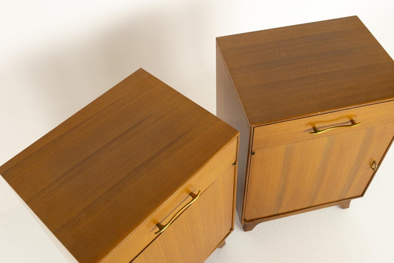 Rway Mid Century Walnut and Brass Nightstands A Pair at 1stDibs