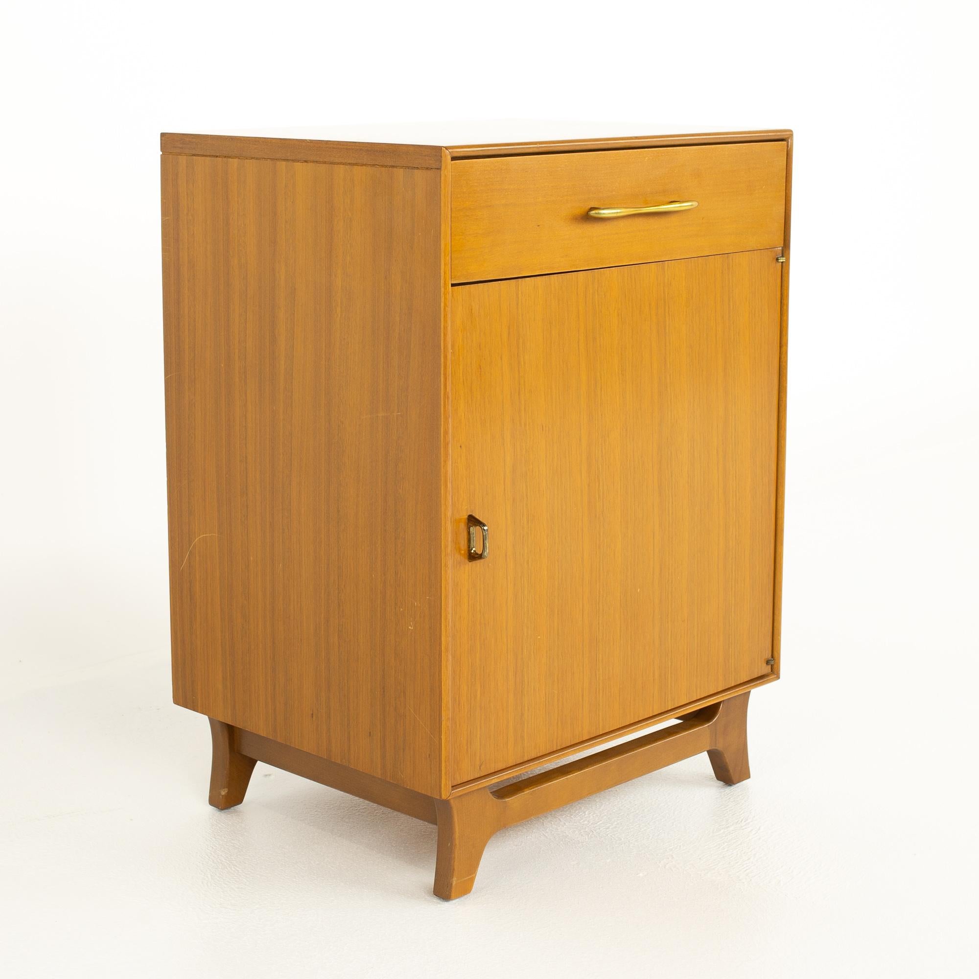 Late 20th Century Rway Mid Century Walnut and Brass Nightstands - A Pair