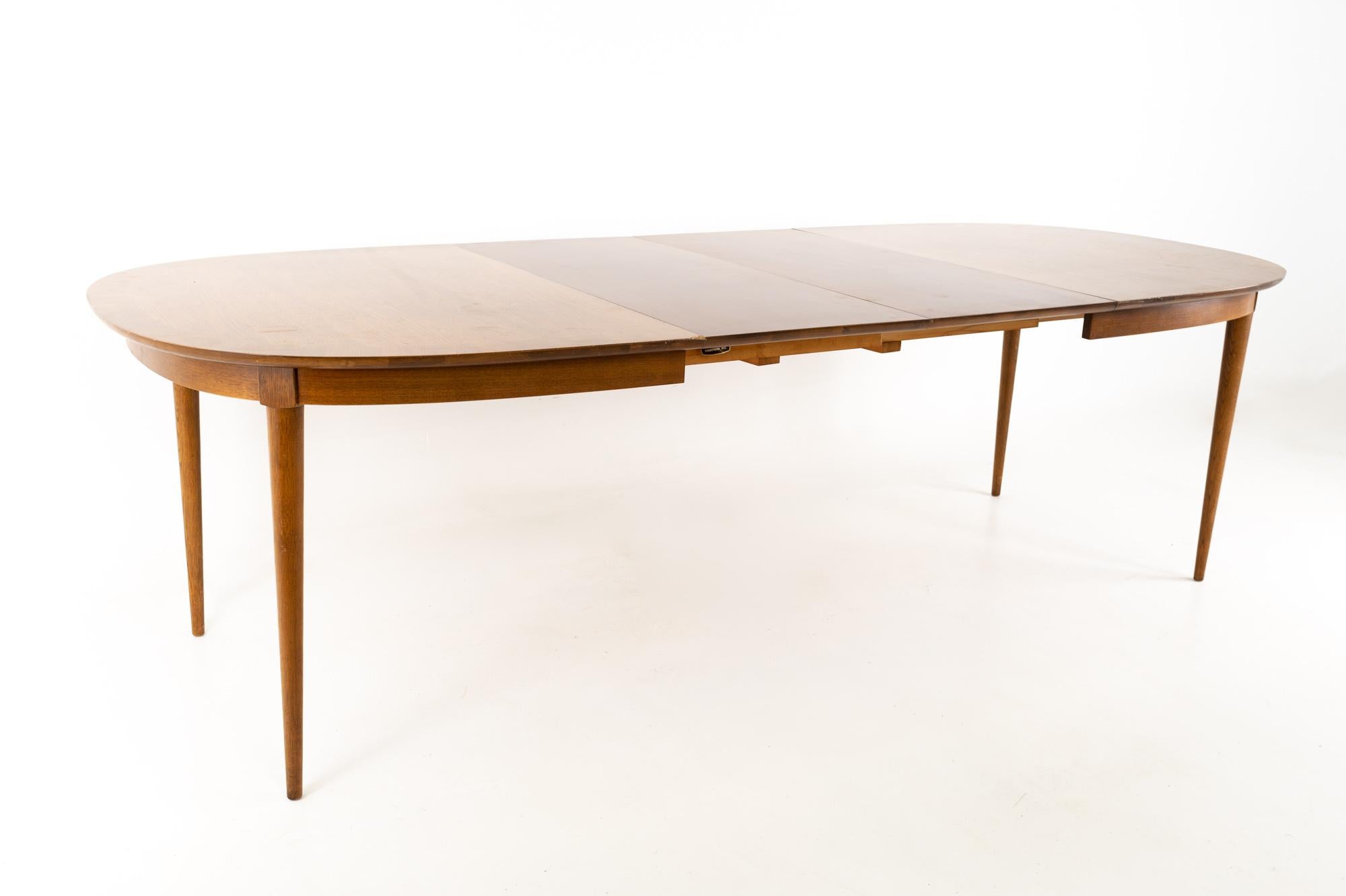 R Way Mid Century Walnut Inlaid Rounded Oval 10 Person Dining Table