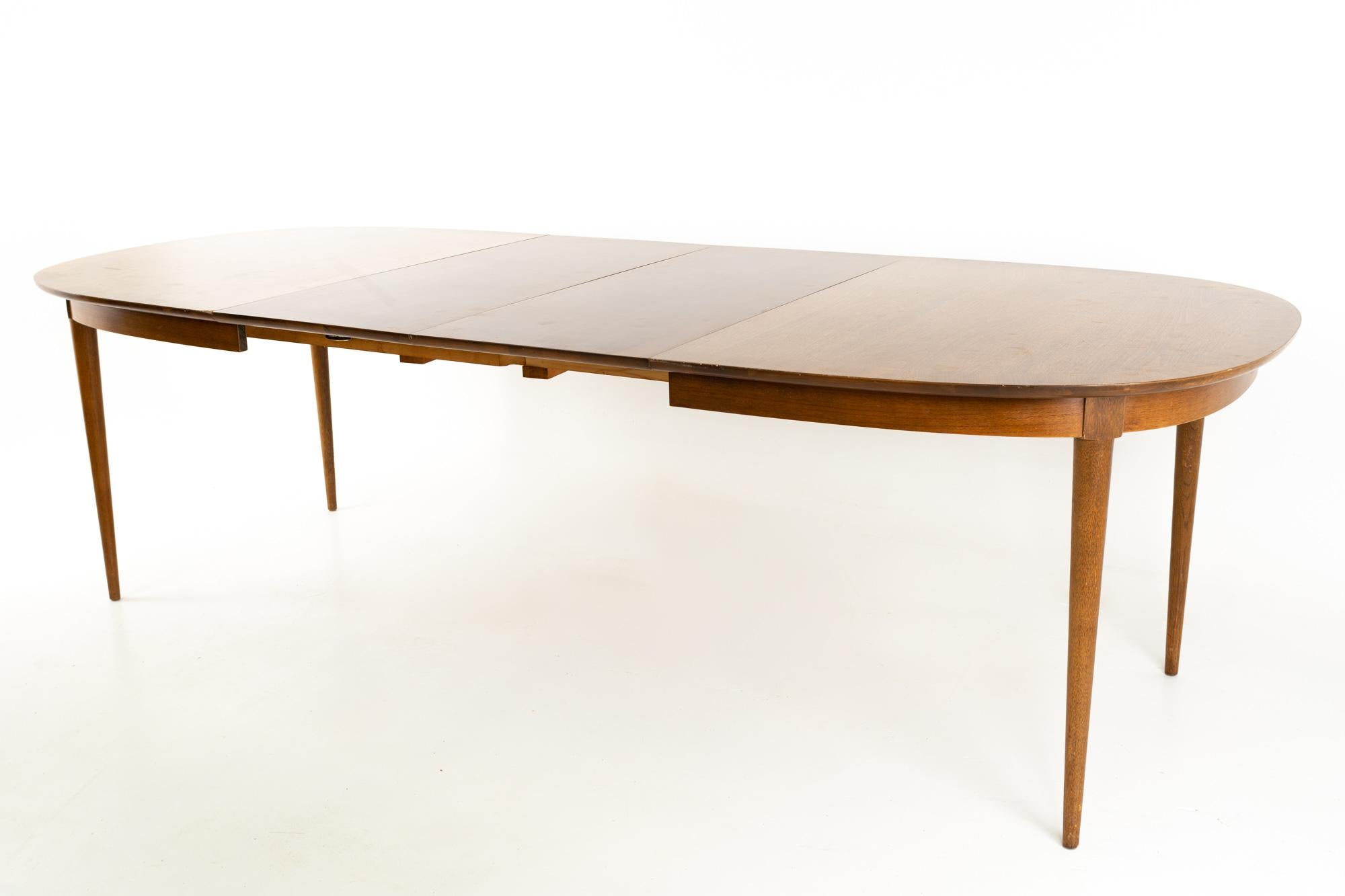 R-Way Mid Century Walnut Inlaid Rounded Oval 10 Person Dining Table 3