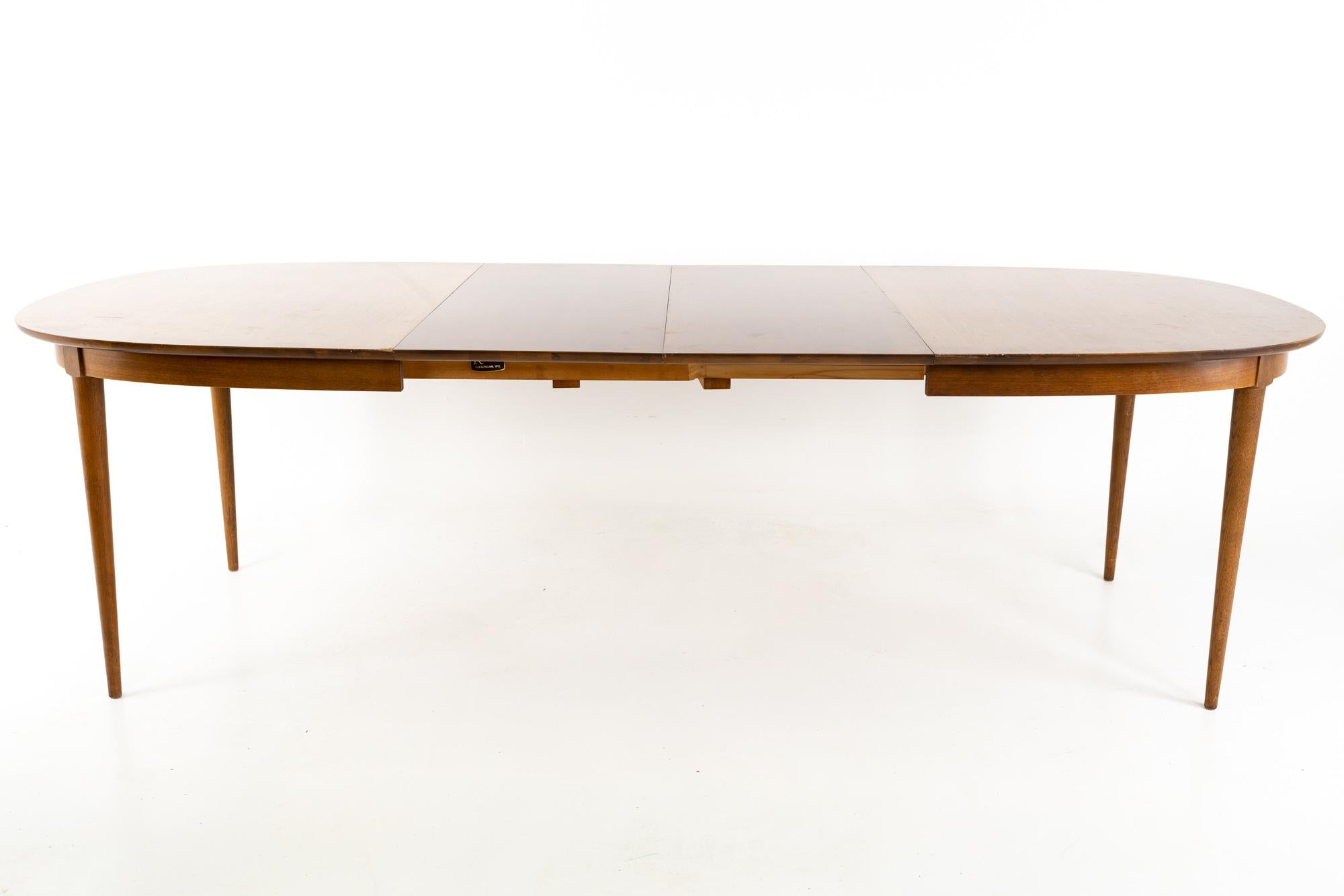 R-Way Mid Century Walnut Inlaid Rounded Oval 10 Person Dining Table 4