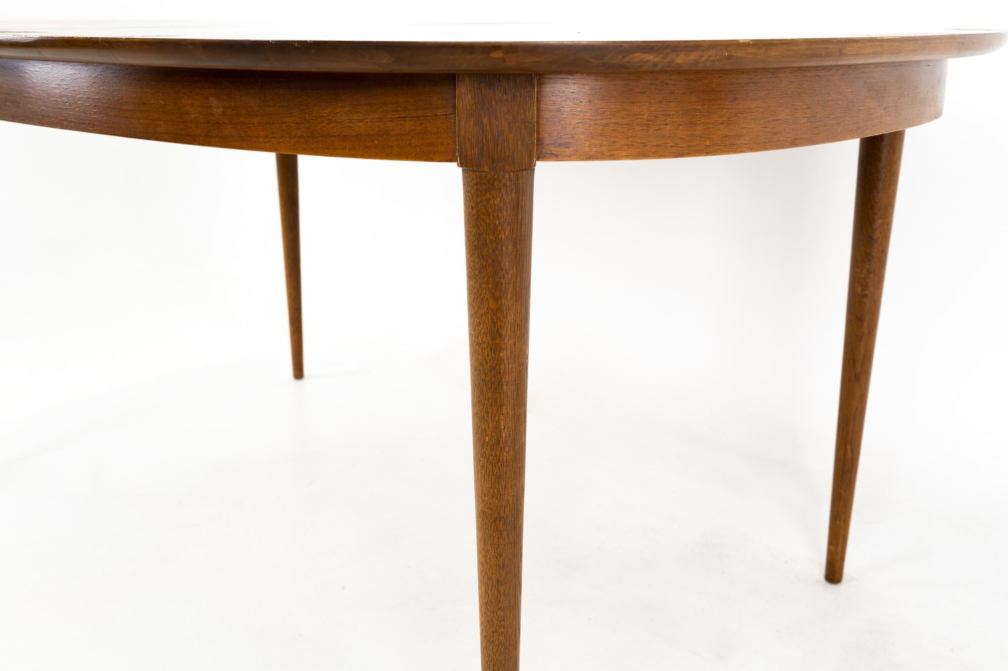 R-Way Mid Century Walnut Inlaid Rounded Oval 10 Person Dining Table 7