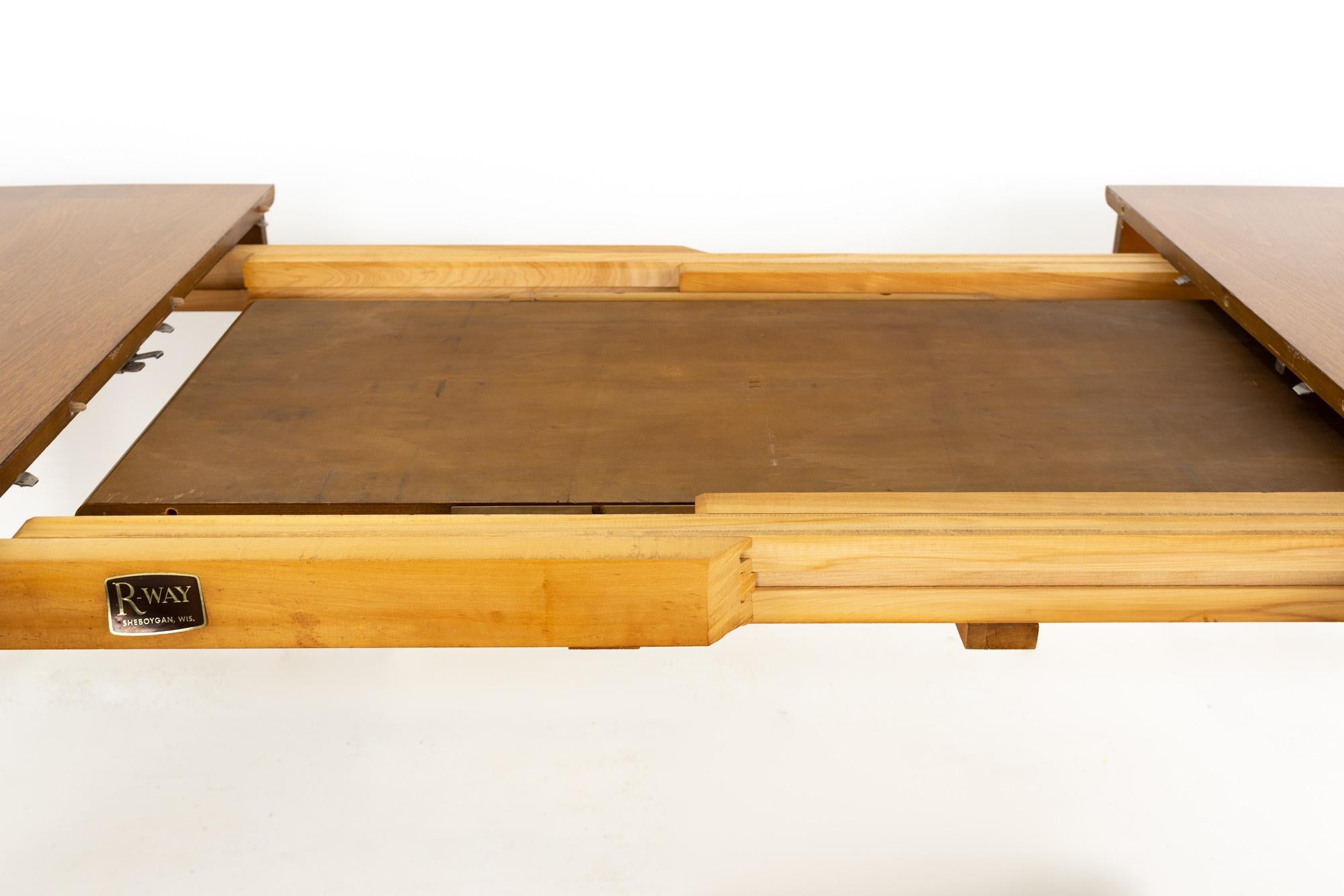 R-Way Mid Century Walnut Inlaid Rounded Oval 10 Person Dining Table 8