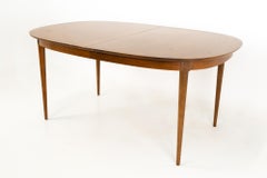 R-Way Mid Century Walnut Inlaid Rounded Oval 10 Person Dining Table