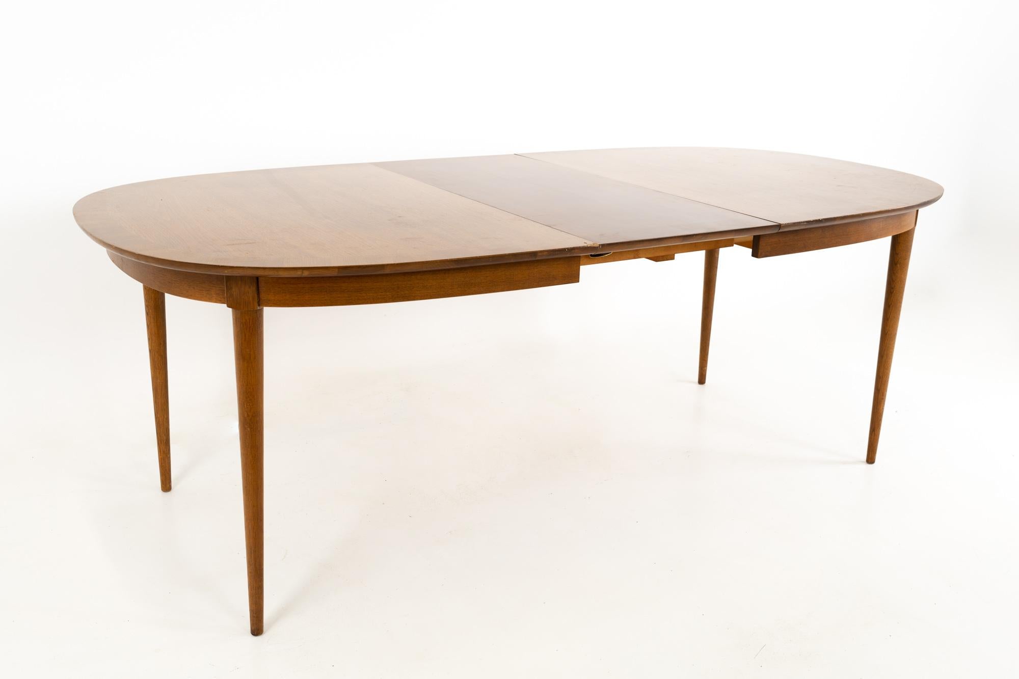 Mid-Century Modern R-Way Mid Century Walnut Inlaid Rounded Oval 10 Person Dining Table