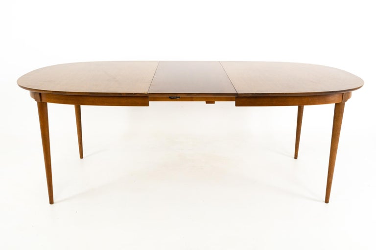 R-Way Mid Century Walnut Inlaid Rounded Oval 10 Person Dining Table at 1stDibs | 10 person oval ...
