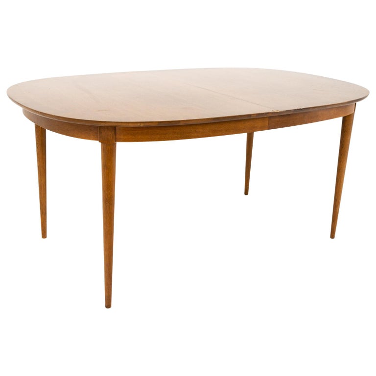 R-Way Mid Century Walnut Inlaid Rounded Oval 10 Person Dining Table at ...