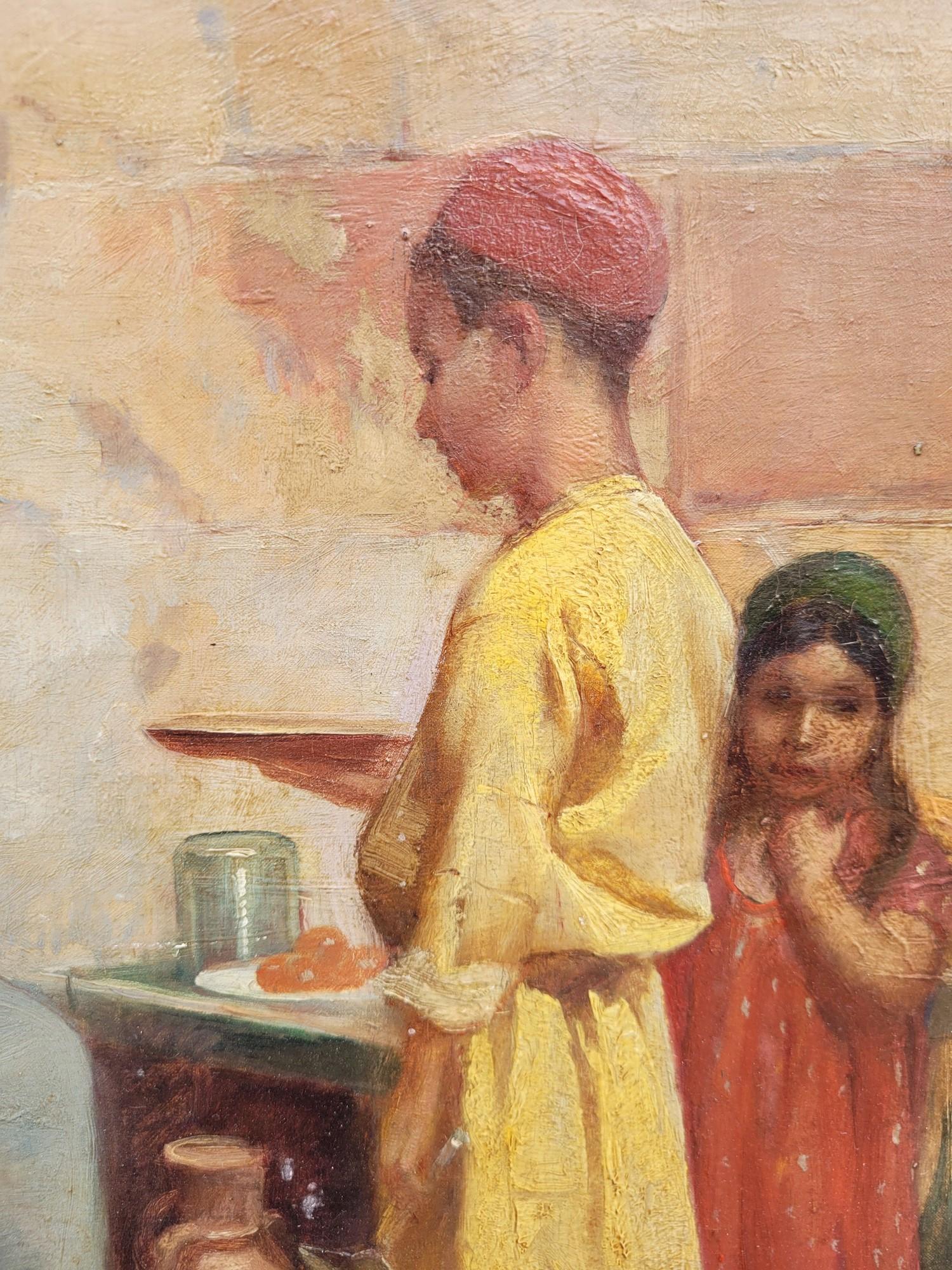 Français R Weisse, scène de rue, peinture orientaliste, fin 19e début 20e siècle en vente