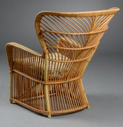 R. Wengler, Wingback Wicker Chair with Plaque from R. Wengler, Copenhagen