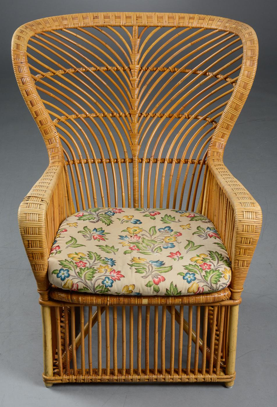 Modern R. Wengler, Wingback Wicker Chair with Plaque from R. Wengler, Copenhagen For Sale
