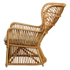 R. Wengler, Wingback Wicker Chair with Plaque from R. Wengler, Copenhagen