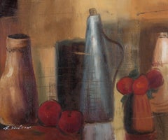 R. Wilcox - 20th Century Oil, Still Life with Vases and Fruit