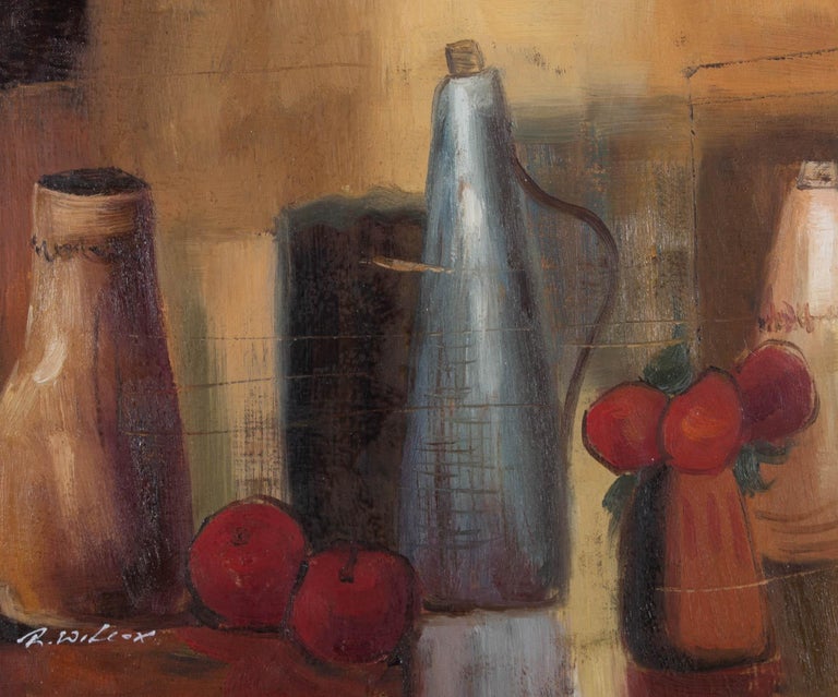 Painter R. Wilcox R. Wilcox - R. Wilcox - 20th Century Oil, Still Life with Vases and ...