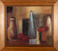 R. Wilcox - 20th Century Oil, Still Life with Vases and Fruit