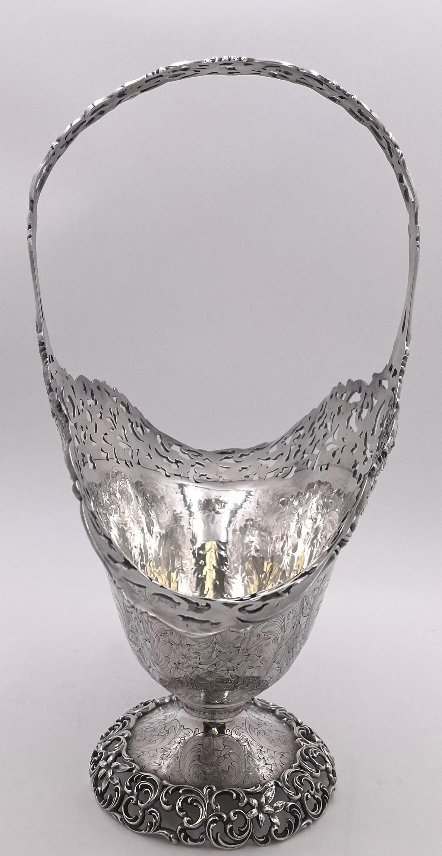 R Williams Jarrón/cesta nupcial de plata de ley de estilo Art Nouveau Principios del siglo XX Estadounidense en venta