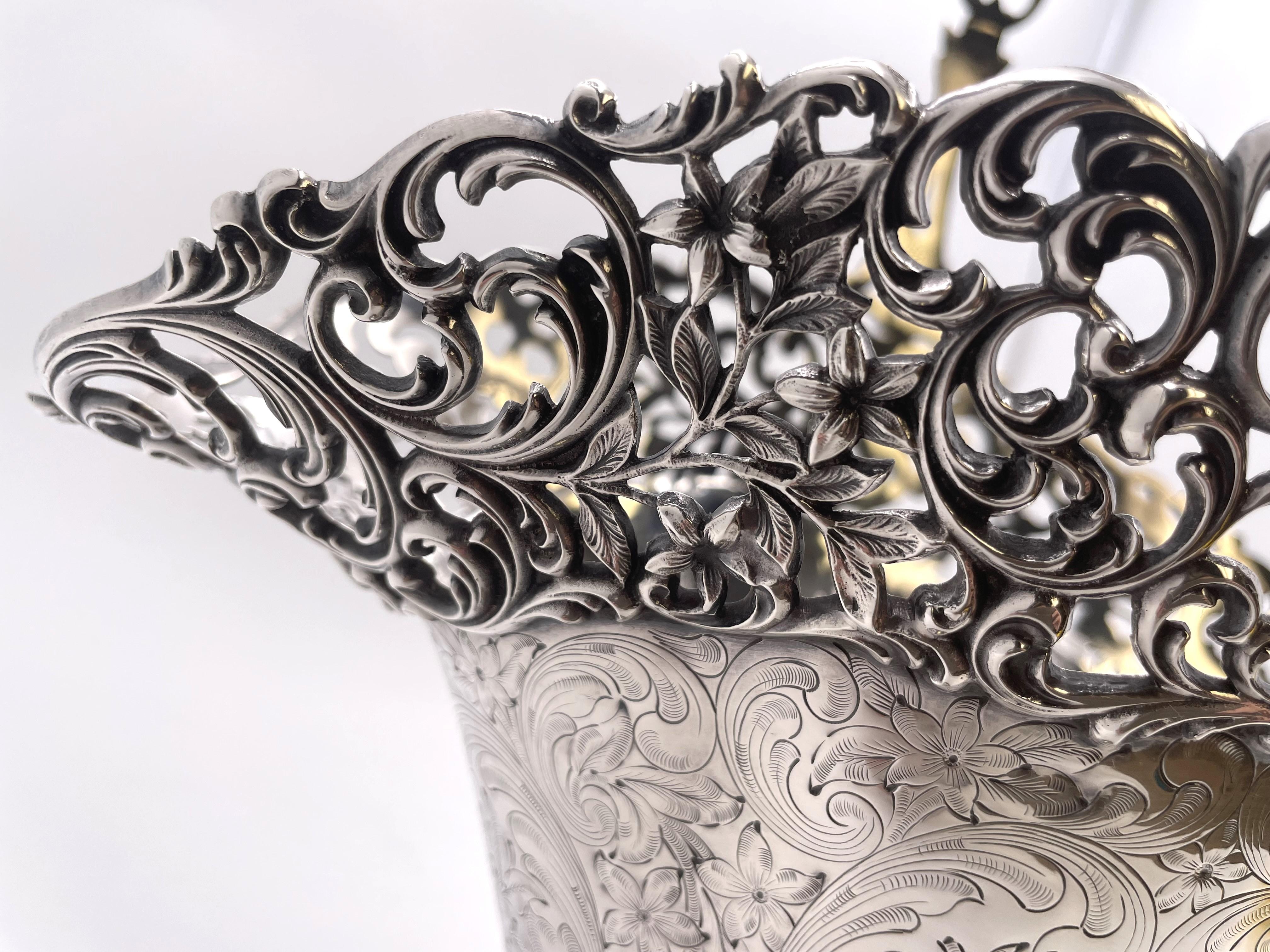 R Williams Jarrón/cesta nupcial de plata de ley de estilo Art Nouveau Principios del siglo XX en venta 3