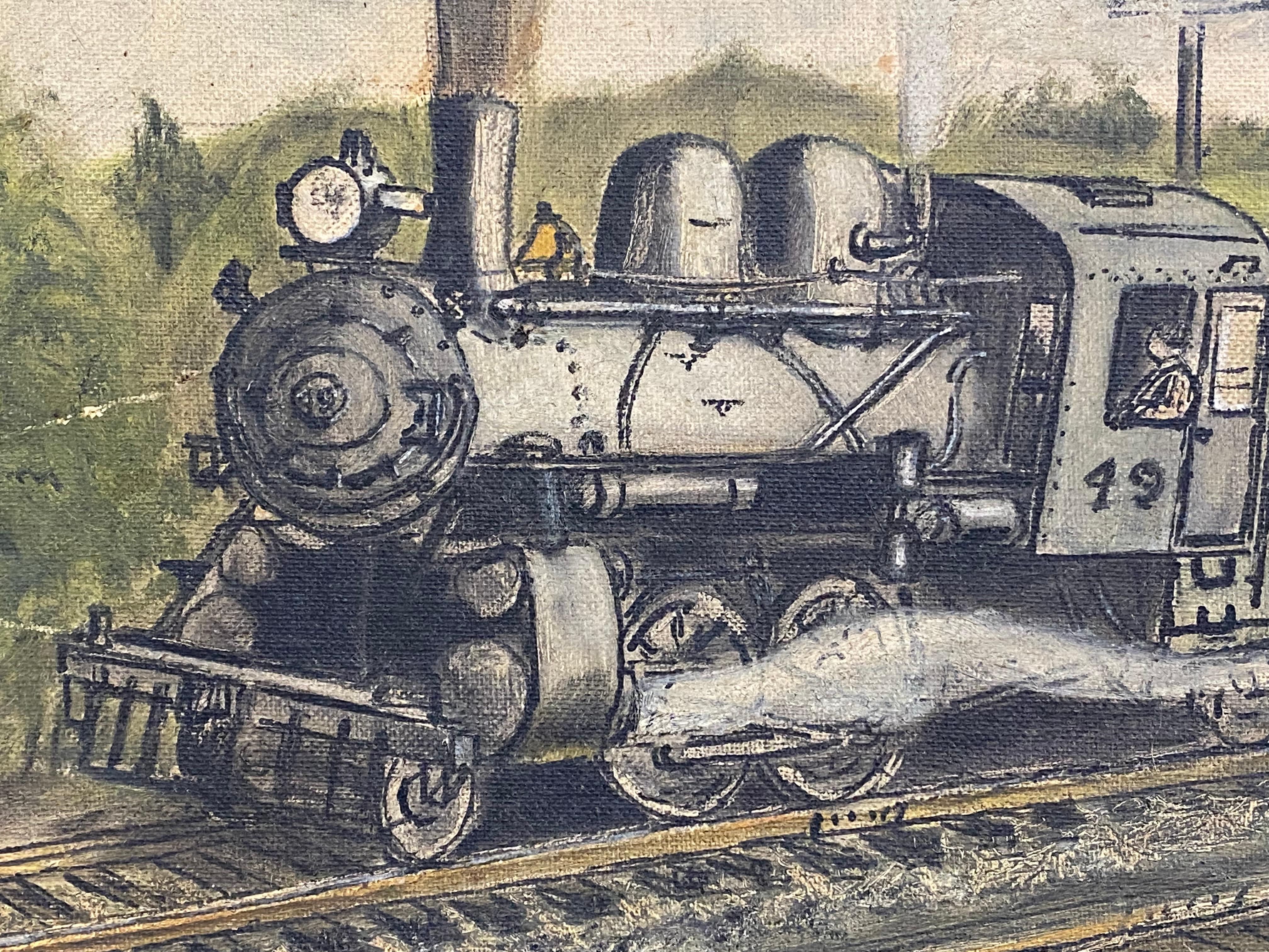 R Wilson McCoy, New York Central Railroad Locomotive Painting In Good Condition For Sale In Garnerville, NY