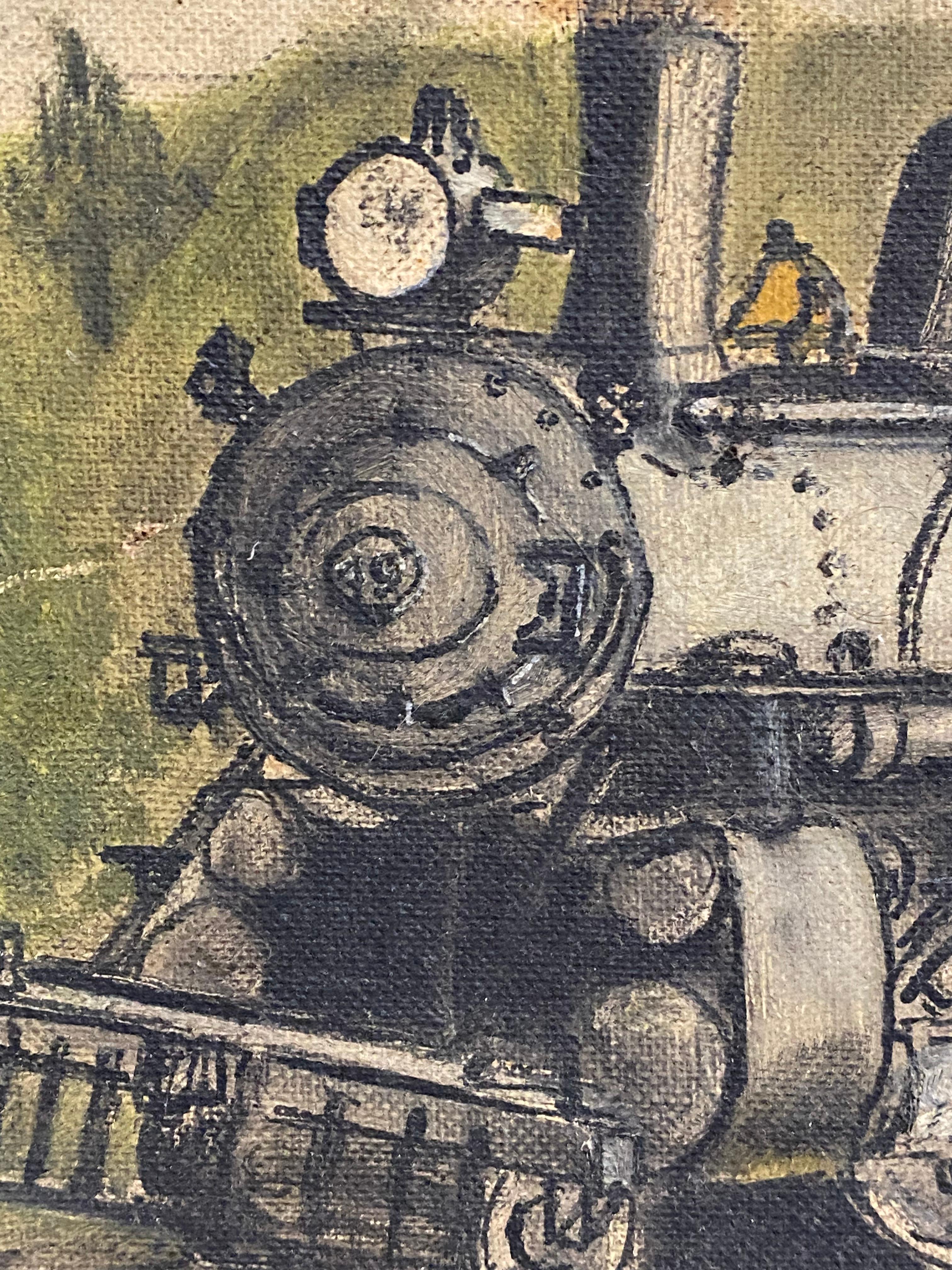 Mid-20th Century R Wilson McCoy, New York Central Railroad Locomotive Painting For Sale