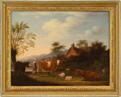 Antique Early 19th-Century English School, On The Farm, Oil Painting 
