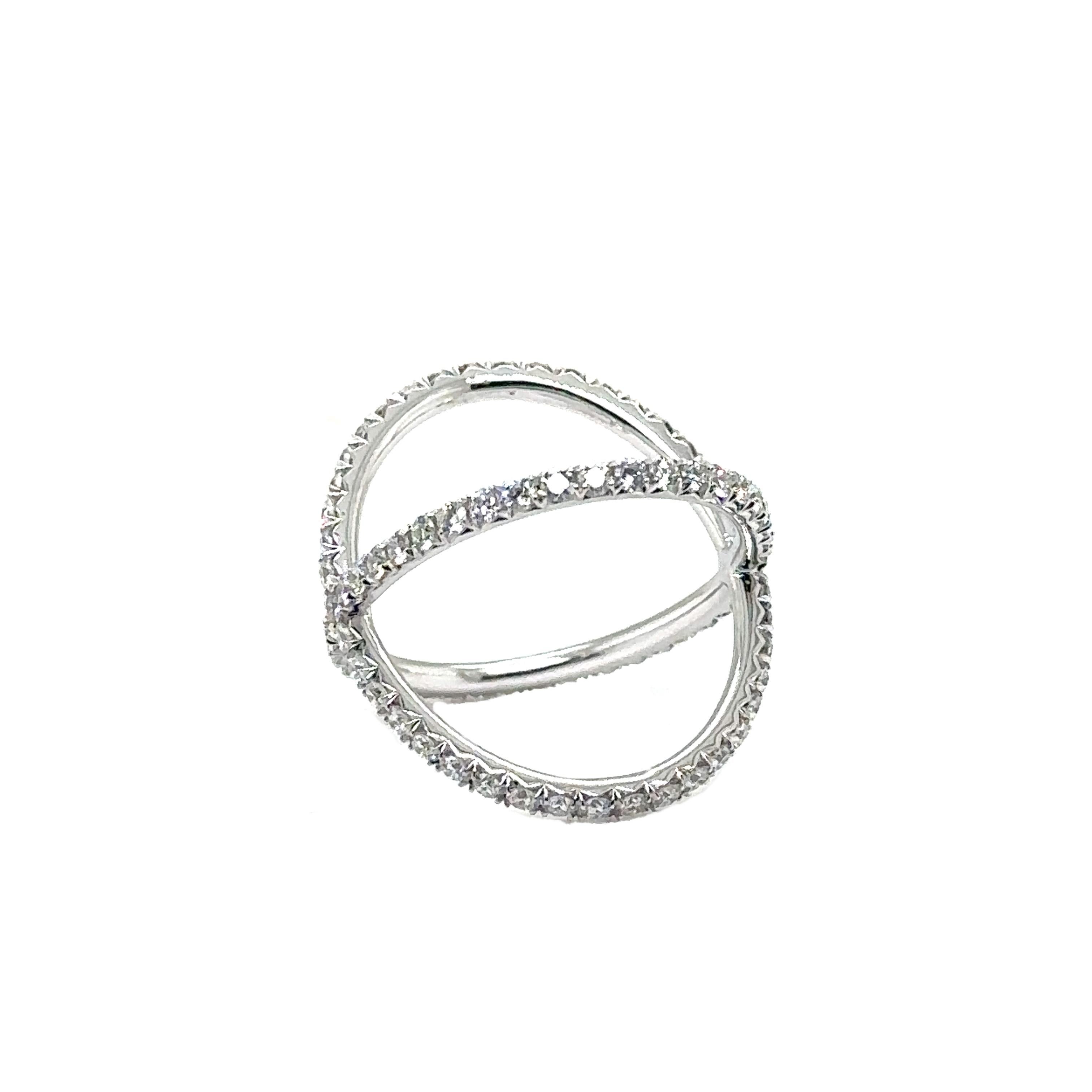 R-X RING - 18K WHITE GOLD X RING with DIAMONDS  For Sale 4