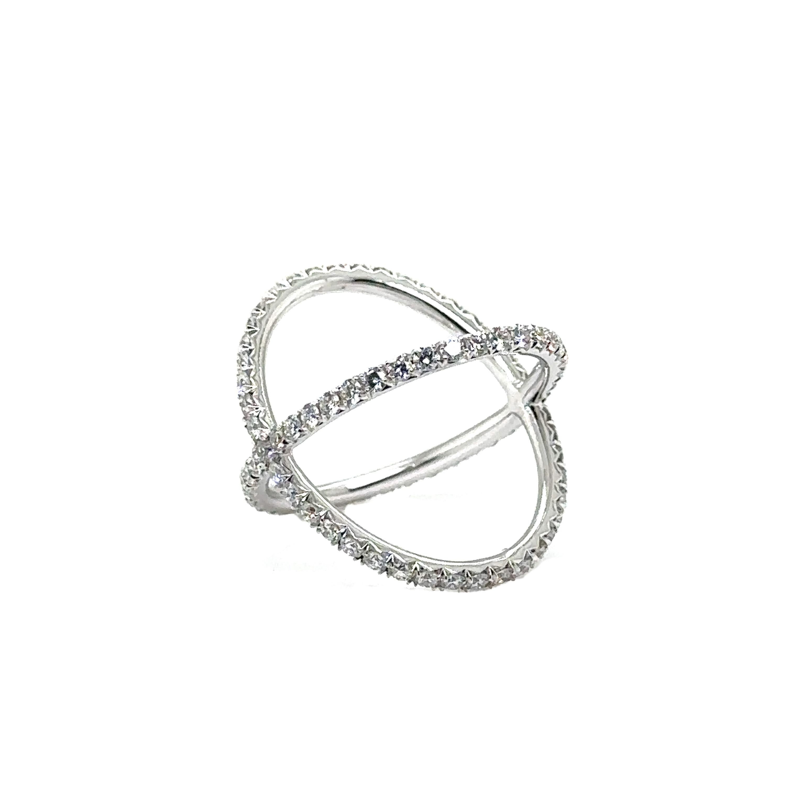 R-X RING - 18K WHITE GOLD X RING with DIAMONDS  For Sale 5