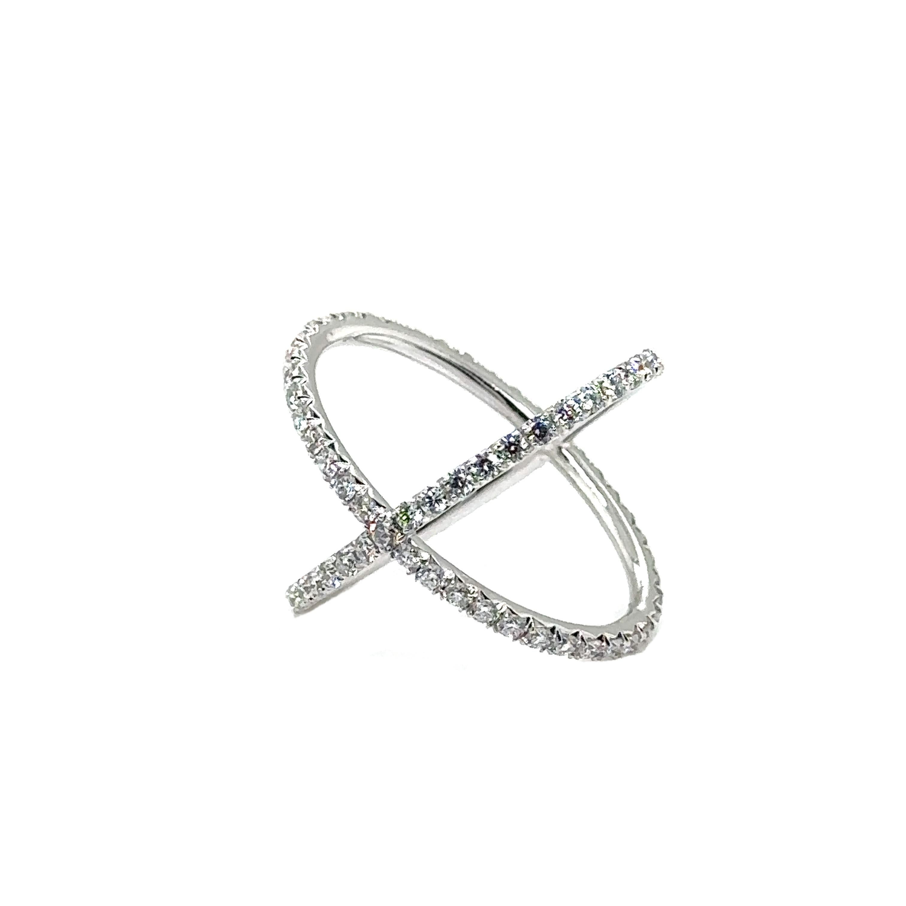 R-X RING - 18K WHITE GOLD X RING with DIAMONDS  For Sale 6