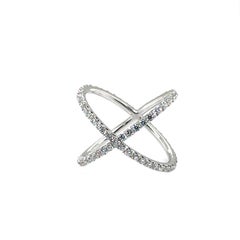 R-X RING 6.25 - 18K WHITE GOLD X RING with DIAMONDS
