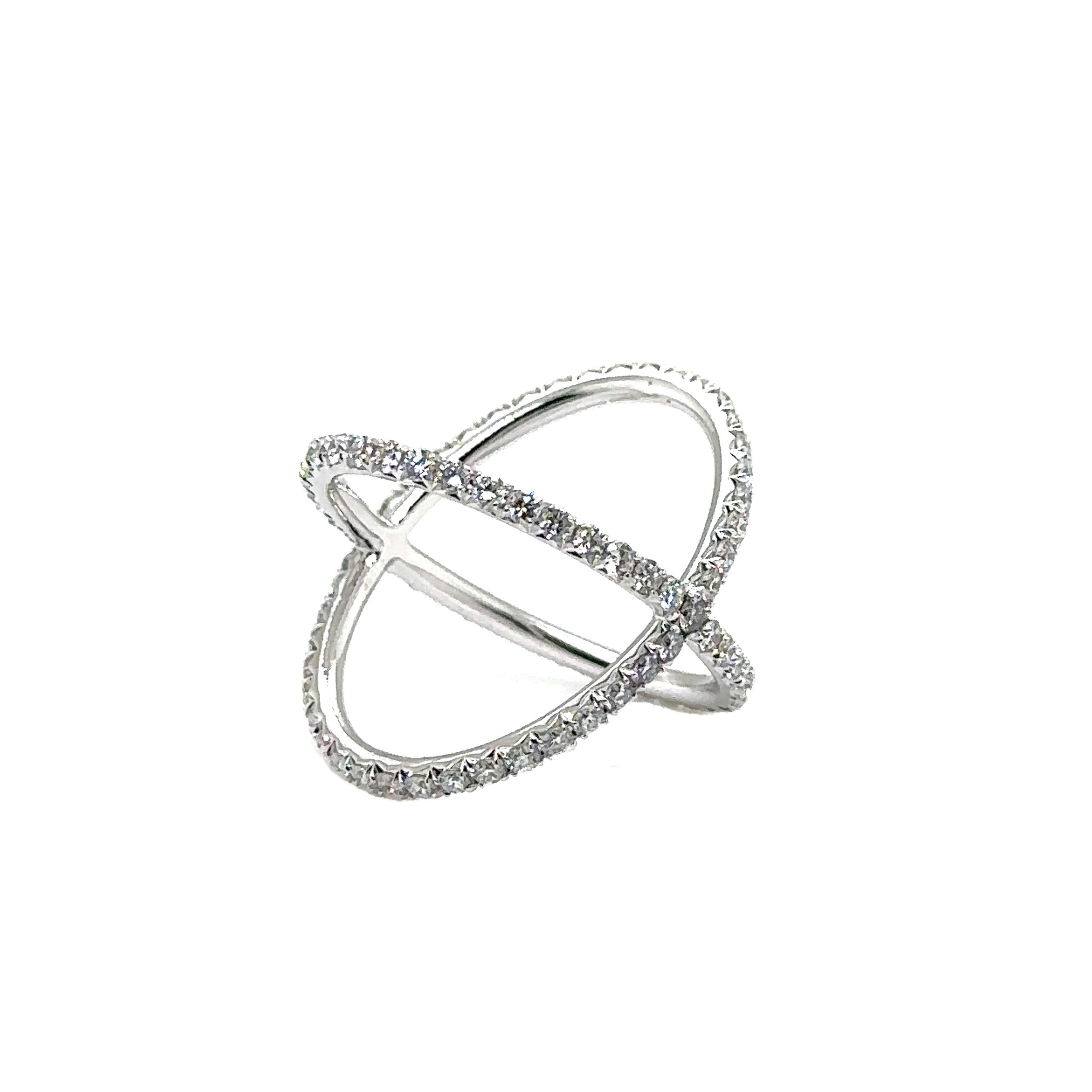 Women's R-X RING - 18K WHITE GOLD X RING with DIAMONDS  For Sale