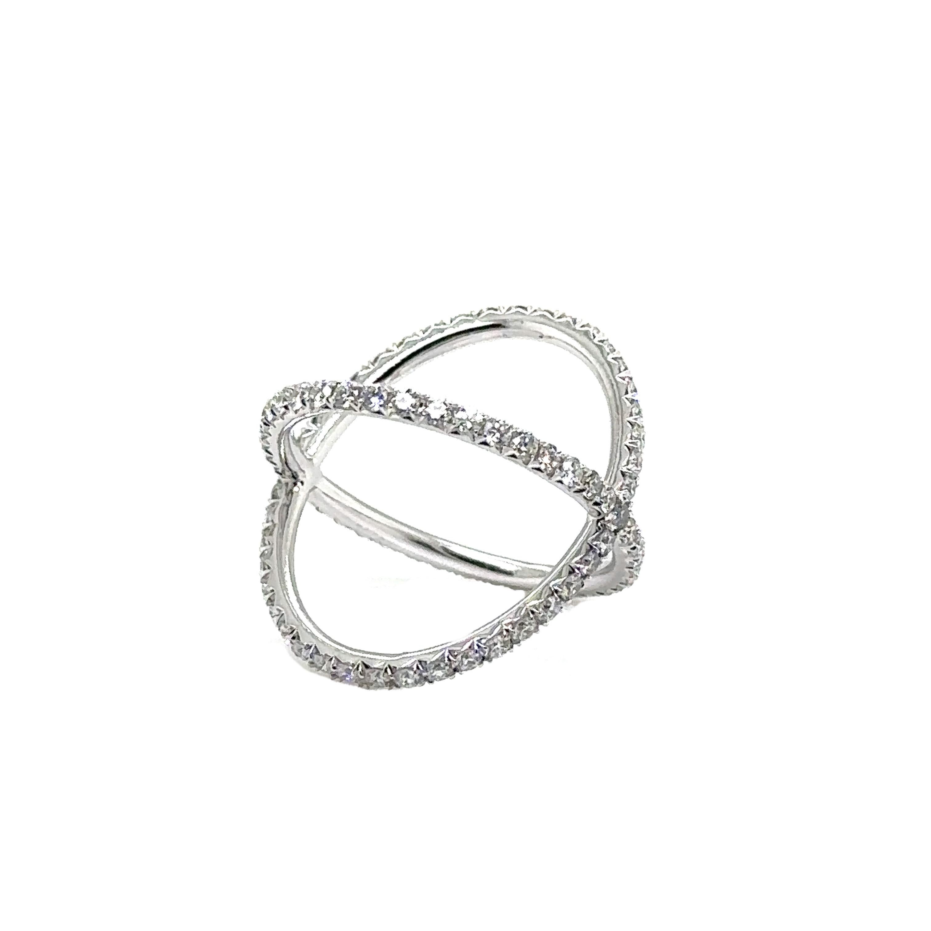 R-X RING - 18K WHITE GOLD X RING with DIAMONDS  For Sale 1