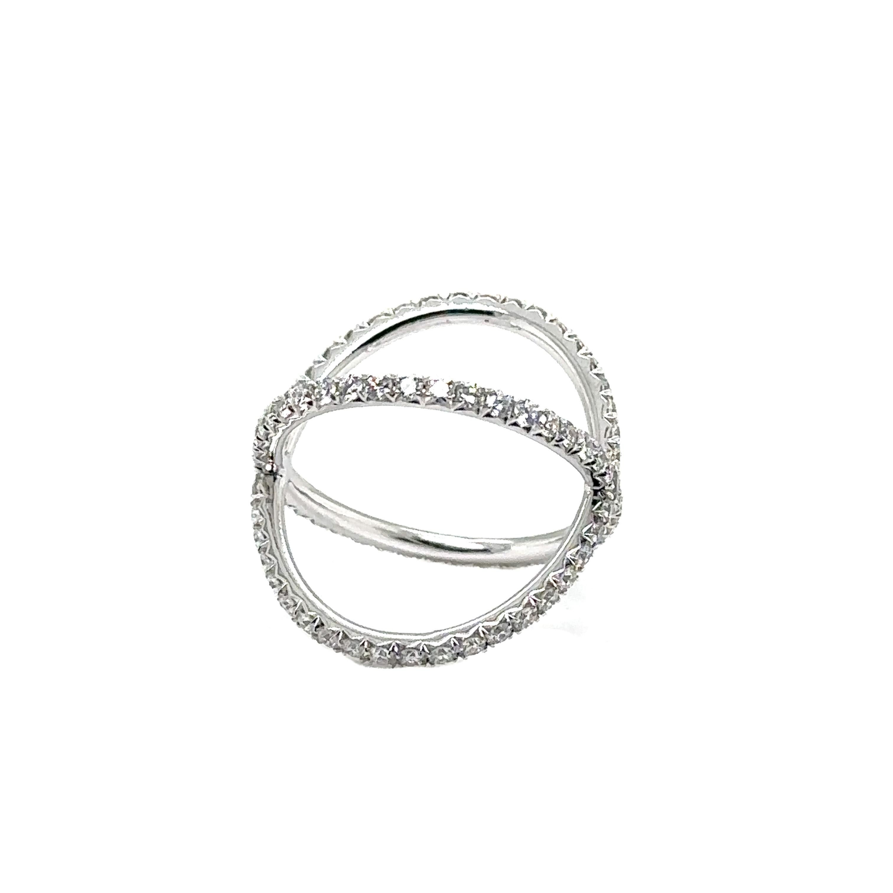 R-X RING - 18K WHITE GOLD X RING with DIAMONDS  For Sale 2