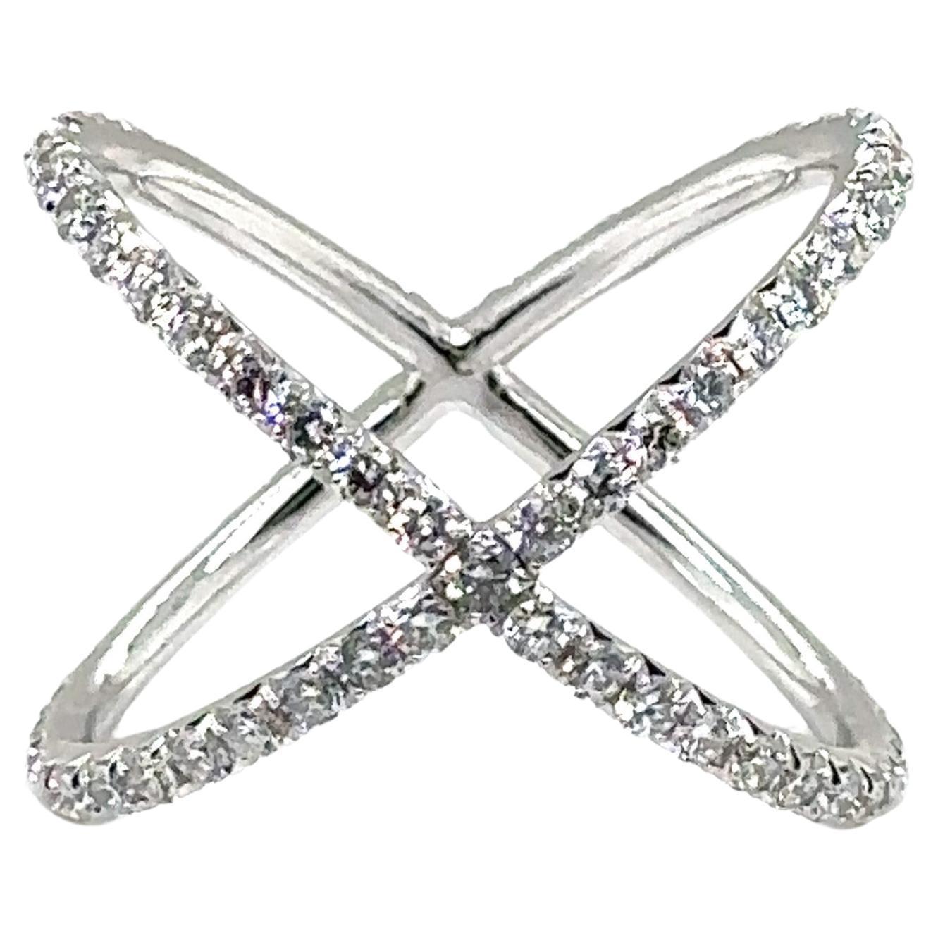R-X RING - 18K WHITE GOLD X RING with DIAMONDS 