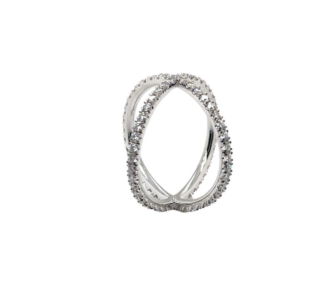 Modern R-X RING 6.5- 18K WHITE GOLD X RING with DIAMONDS For Sale