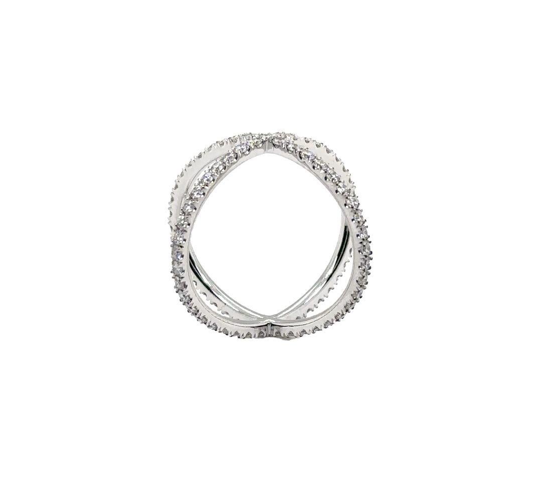 Round Cut R-X RING 6.5- 18K WHITE GOLD X RING with DIAMONDS For Sale