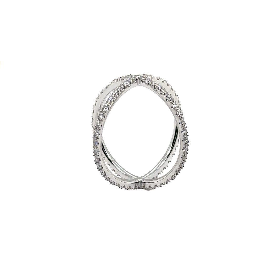 Women's R-X RING 6.5- 18K WHITE GOLD X RING with DIAMONDS For Sale