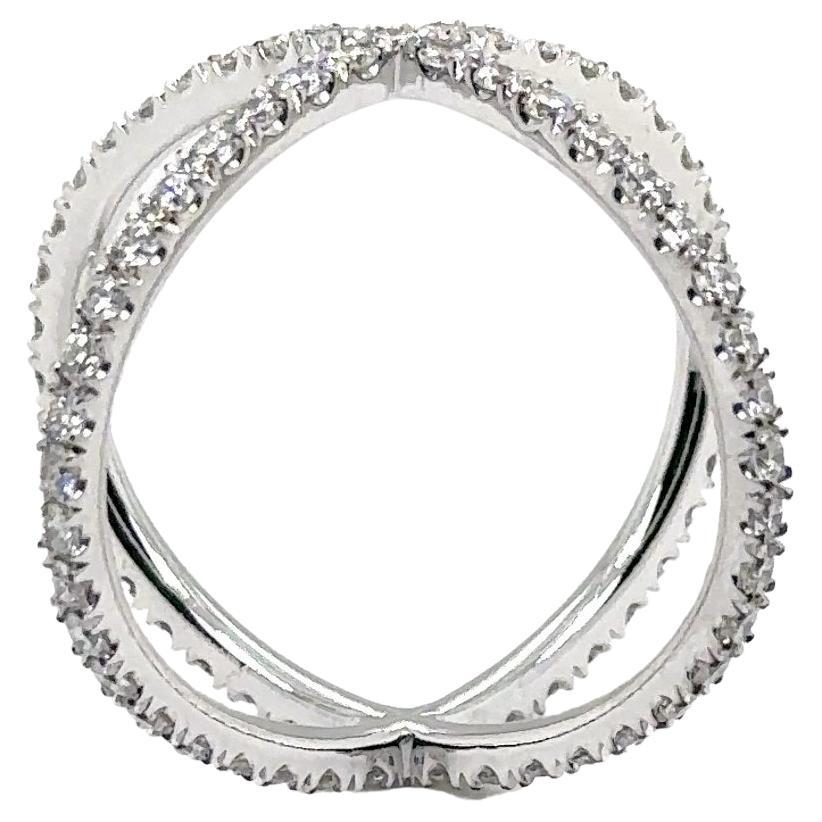 R-X RING 6.5- 18K WHITE GOLD X RING with DIAMONDS For Sale