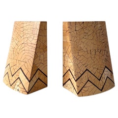 R 
Y Augousti Coconut Shell Inlay Rare Bookend Pair